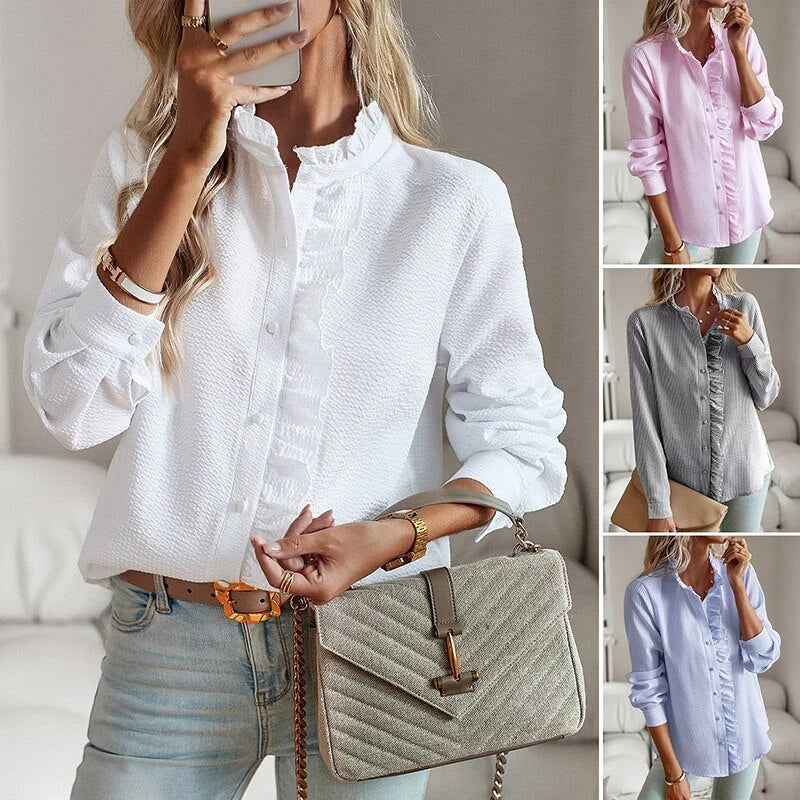 AURO | Ruffle Long Sleeve Shirt